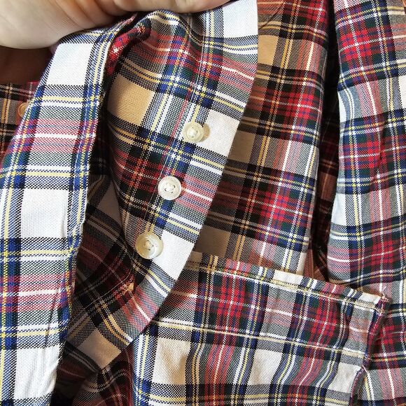 Cremieux Classics Mens Buttondown Shirt Red Blue Green Plaid Tartan 2XB Big 2X - Picture 8 of 11